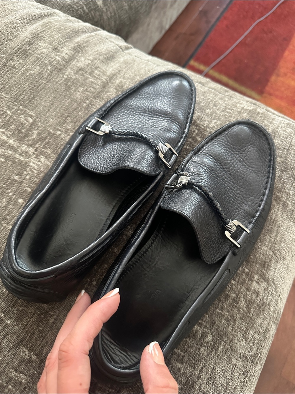 Ermenegildo Zegna Black Pebbled Leather Slip-On Loafers Drivers